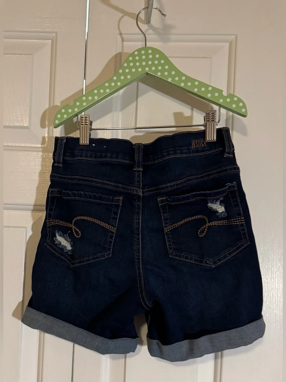 Justice Dark Blue Distressed Denim Jean Shorts
